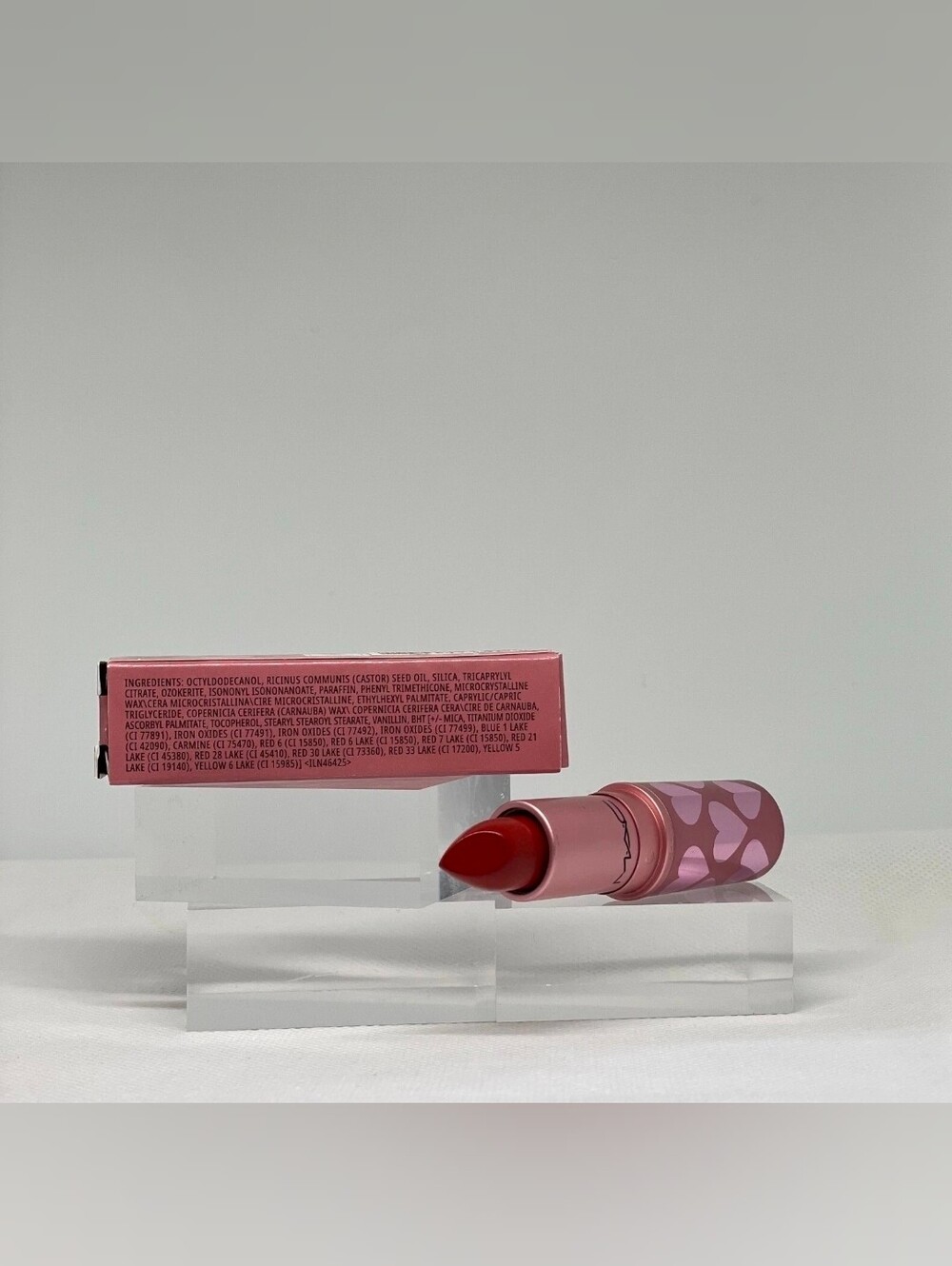 NIB Mac Matte Lipstick CHILI - Limited Edition Pink Heart Tube 0.1 Oz/3g - Picture 3 of 3